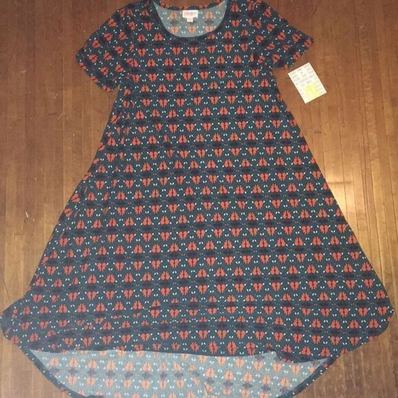 LuLaRoe Carly leggings material  travelcore XXS high low dress - Picture 1 of 2